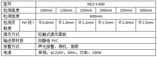 ND2-S型單探測頭檢針機技術參數(shù)